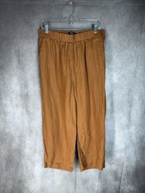 Women's Casual Elastic-Waist linen Brown Pants